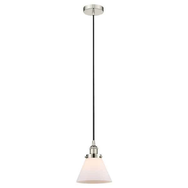 Innovations Cone 60-Watt 1-Light Polished Nickel Standard Mini Pendant Light with Painted Glass Shade, No Bulbs Included