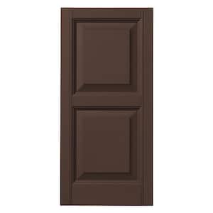 12 in. x 28 in. Raised Panel Polypropylene Shutters Pair in Terra Brown