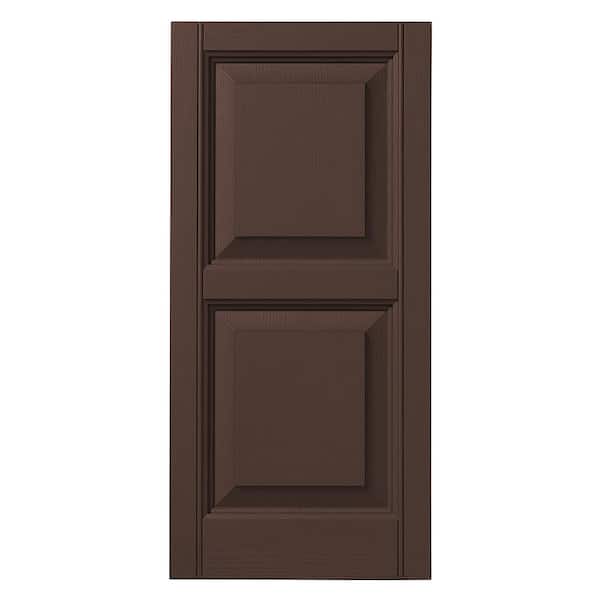Ply Gem 15 in. x 39 in. Raised Panel Polypropylene Shutters Pair in Terra Brown