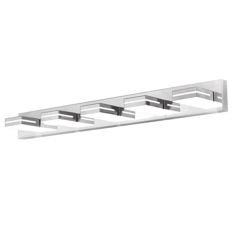 40.6 in. Modern Minimalist Chrome 5-Light Vanity LED Light with Acrylic Lampshade for Indoor Room price history on PriceWatchPro