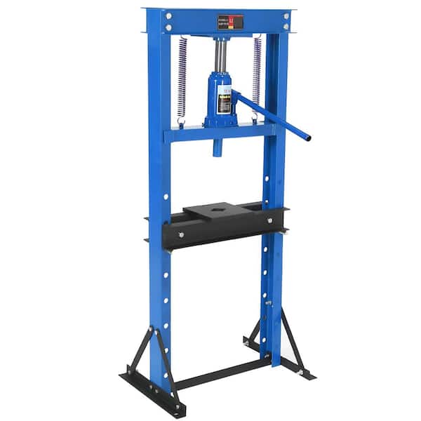 6 Ton Blue and Black H-Frame Hydraulic Shop Press with Adjustable Work Table, 2 Steel Plates for Metalworking, Bending
