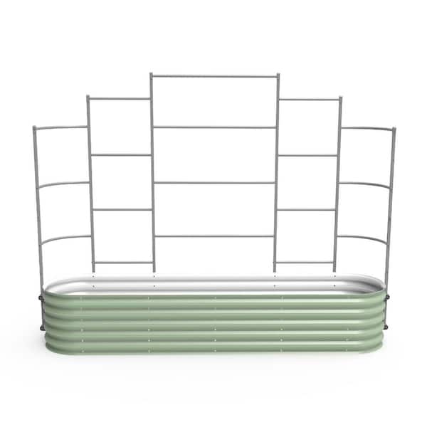 vego garden Garden Modular System Five Section 8 ' Long for 2.0' x 8 .0' (9 in 1) Garden Beds Metal Wall Trellis