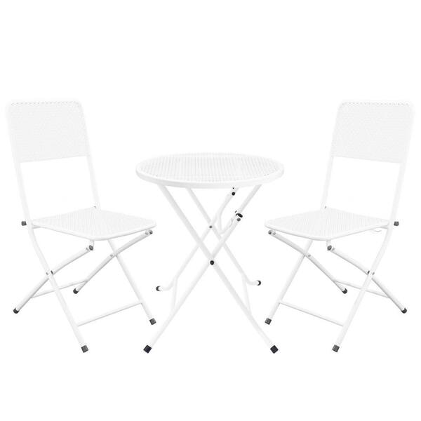 Unbranded 3-Piece Metal Outdoor Bistro Set, White