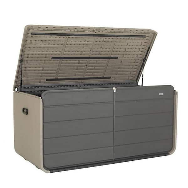 260 Gal. Gray Resin Outdoor Deck Box with Lock, Wheels and Waterproof Lid