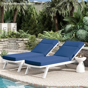 71 in. x 21 in. x 4 in. (2-Pack) Outdoor Water-Resistant Replacement Chaise Lounge Seat Cushion Blue