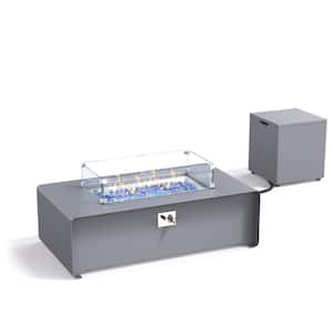 50 in. x 16 in. Outdoor Aluminum Rectangular Gas Fire Pit Table with Tank Holder