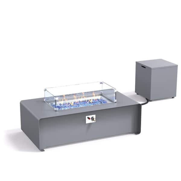 Home Decorators Collection 50 in. x 16 in. Outdoor Aluminum Rectangular Gas Fire Pit Table with Tank Holder