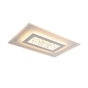 35.4 in. White Modern Acrylic Flush Mount LED Ceiling Light with Remote, for Living Room Bedroom,