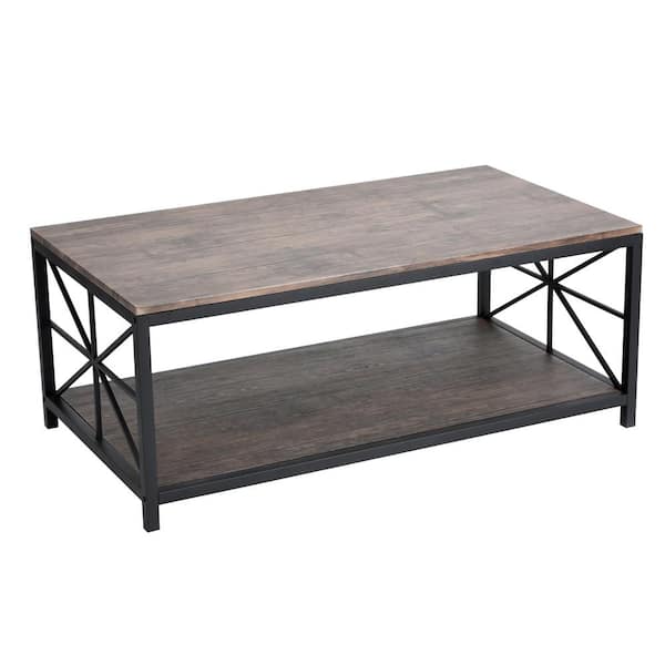 Homy Casa 43 in. Brown Rectangle MDF Top with Metal Frame Coffee Table