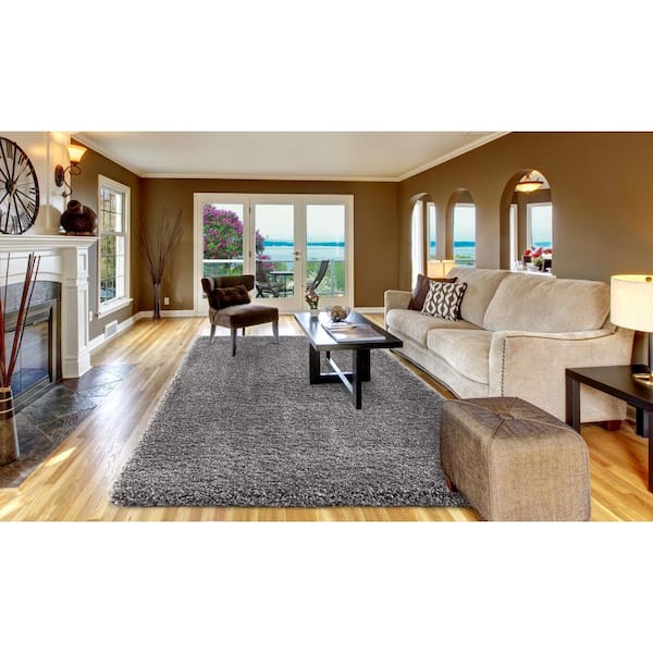Ocean Shag Plain Silver 8 ft. x 10 ft. Area Rug