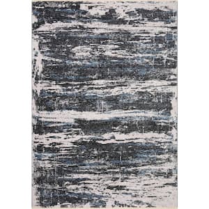 Vance Charcoal/Ivory 2 ft. x 4 ft. Modern Marble Area Rug