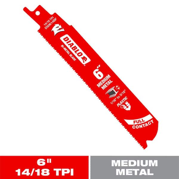 6 in. 14/18 TPI Bi-Metal Reciprocating Saw Blade for Medium Metal