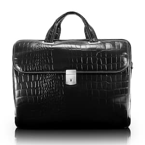 SERVANO, Embossed Crocco Leather, 13 in Tablet Briefcase, Black (35535)
