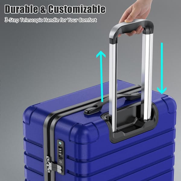 HONGGE 3-Piece Navy Luggage Sets Hard Shell Luggage Sets with
