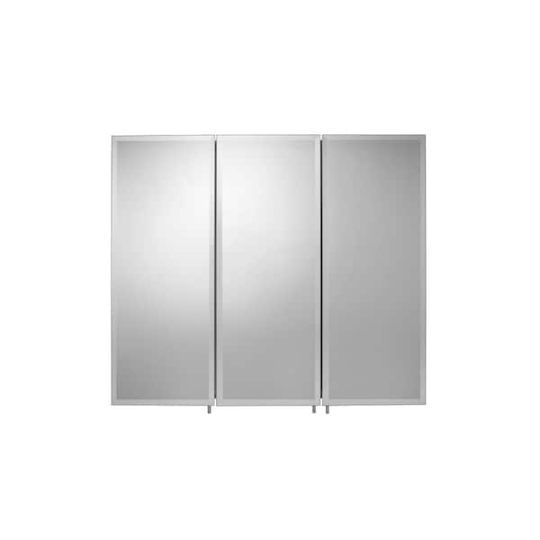 Croydex 30 in. W x 26 in. H Frameless Aluminum Recessed or Surface-Mount Bathroom Medicine Cabinet with Easy Hang System