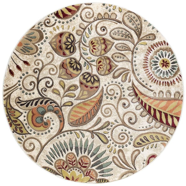 Capri Abstract Ivory 6 ft. Round Indoor Area Rug