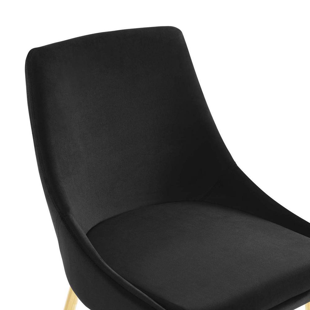 Gold Black Velvet Upholstered Side Chair with Metal Legs