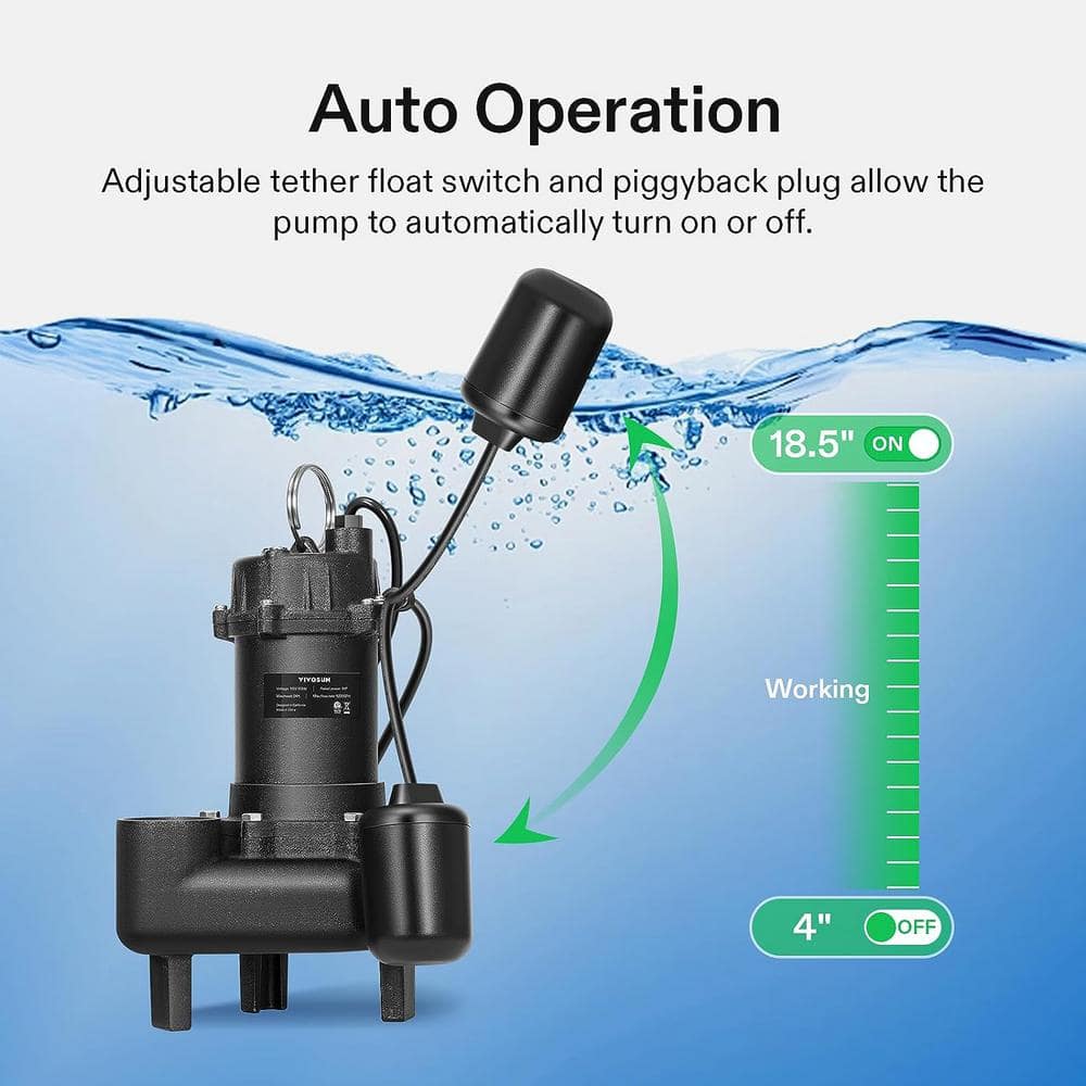 1 HP Black Cast Iron Submersible Sewage Effluent Pump