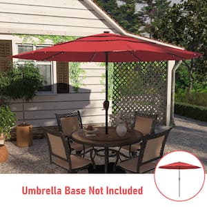 11 ft. Outdoor Aluminum Pole Market Patio Umbrella in Red with LED Lights and 3-Tier Vented