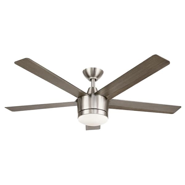 Home Decorators Collection Merwry 52 in. Integrated LED Indoor Brushed Nickel Ceiling Fan with Light Kit and Remote Control