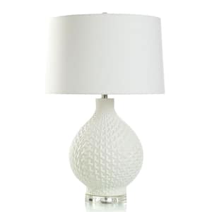 29.5 in. Clear Gourd Task And Reading Table Lamp for Living Room with White Cotton Shade