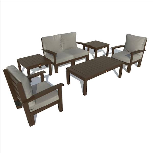 Highwood 6-Piece Plastic Outdoor Loveseat, Set of Chairs, Conversation Bespoke Deep Seating and 2 Side Tables with Cushions