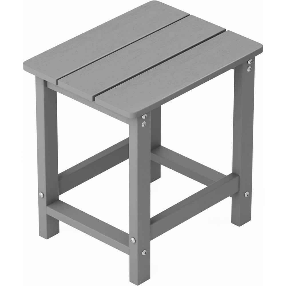 Mximu 16.7 in. H Grey Square Plastic Adirondack Outdoor Side Table