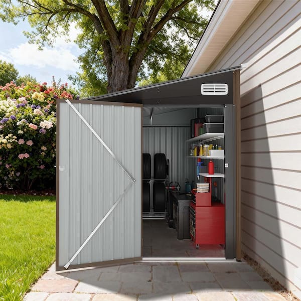 Sizzim 6 ft. W x 4 ft. D Metal Lean-to Shed Storage Shed 22 sq. ft