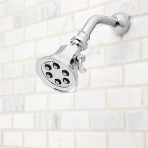 3-Spray 3.4 in. Single Wall Mount Fixed Adjustable Shower Head in Polished Chrome