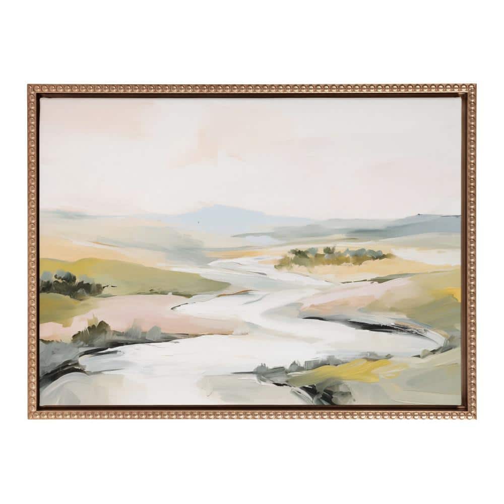 Gold Beaded Framed Abstract Landscape Canvas Art, 18x24
