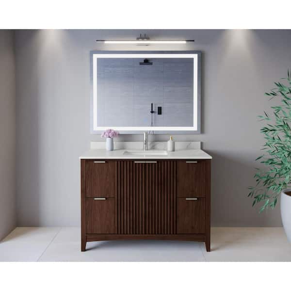 Palmilla 48 in. Single Freestanding Dark Walnut Bath Vanity with Giotto Quartz Top Assembled