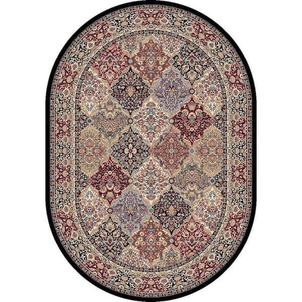 Ancient Garden Multi Panel 5 ft. x 8 ft. Oval Indoor Area Rug