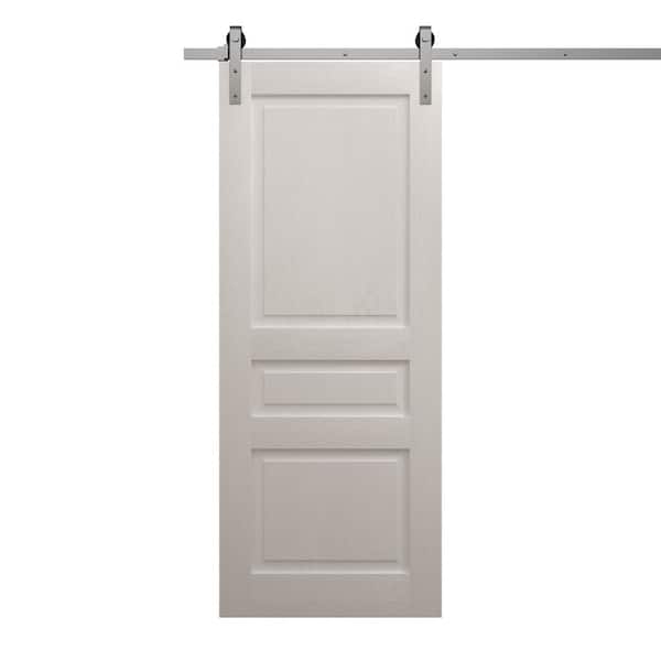 Sartodoors 28 in. x 80 in. Painted White Oak Solid Wood Single Barn Door Slab With Hardware