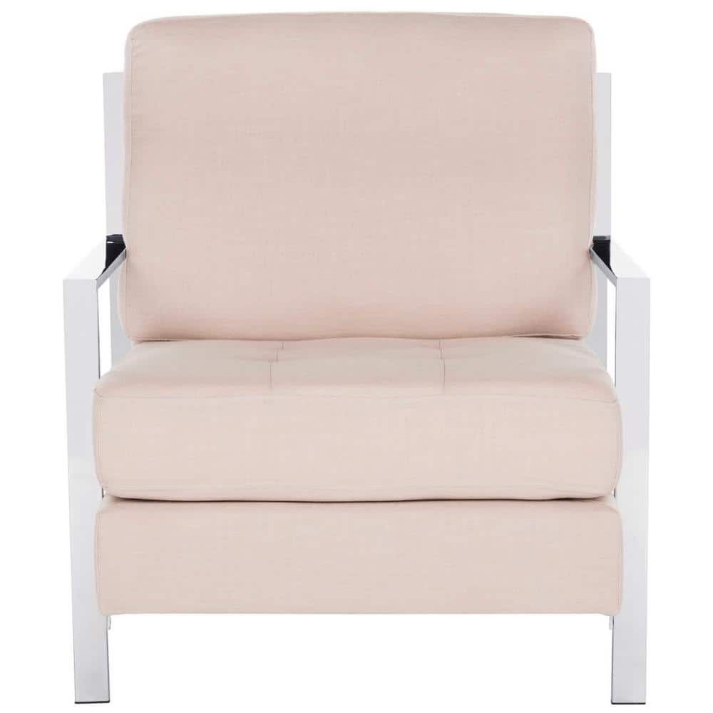 Elegant Beige Velvet & Wood Transitional Accent Arm Chair