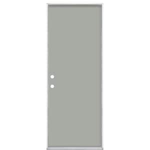 30 in. x 80 in. Flush Right-Hand Inswing Silver Clouds Painted Steel Prehung Front Exterior Door No Brickmold