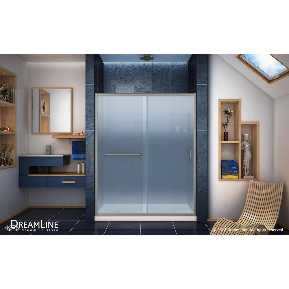 Infinity-Z 60" x 34" Brushed Nickel Frameless Sliding Shower Kit