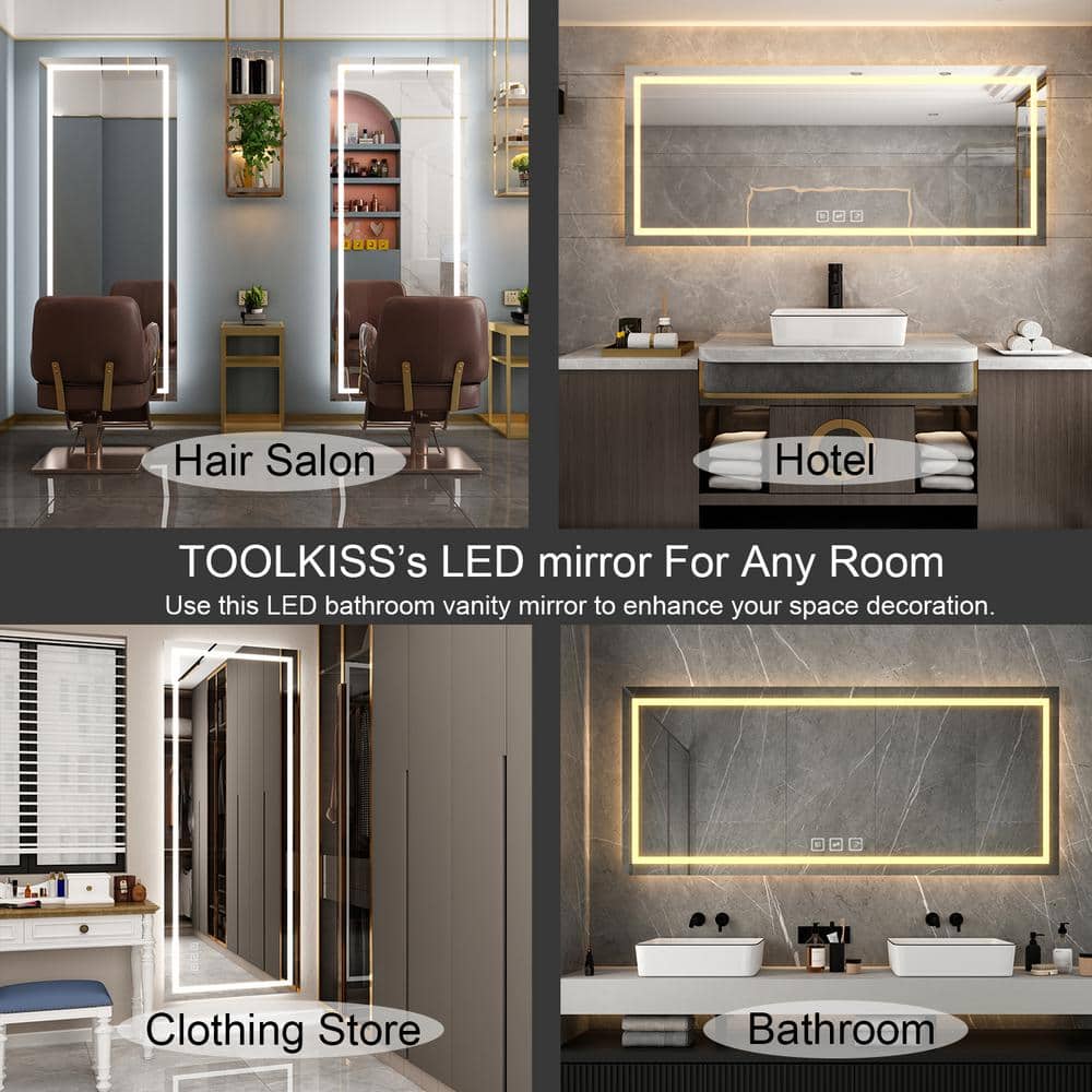 Oversized Frameless LED Bathroom Vanity Mirror with Anti-Fog Feature