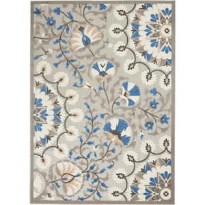 Aloha Gray/Multicolor 4 ft. x 6 ft. Floral Modern Indoor/Outdoor Patio Area Rug