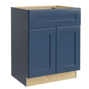 Arlington Vessel Blue Plywood Shaker Assembled Bath Sink Base Cabinet Sft Cls 24 in W x 21 in D x 34.5 in H