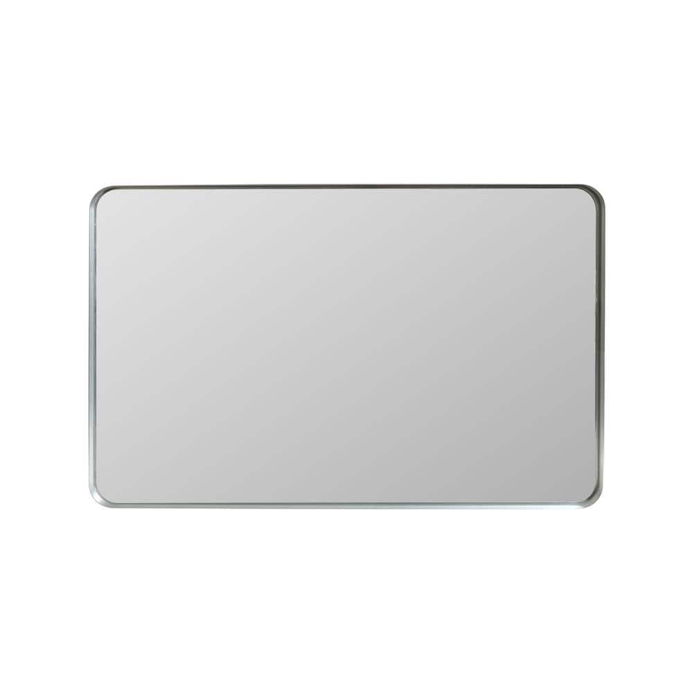 36 in. W x 30 in. H Rectangular Metal Framed Rounded Corner Wall Mounted Ba