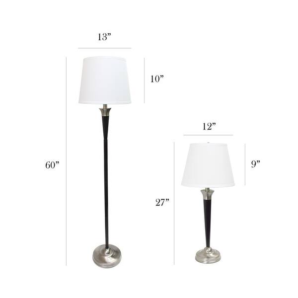 Brushed Nickel Floor Lamp Lc1018 Mbc, Floor Lamp Shade Measurements Chart