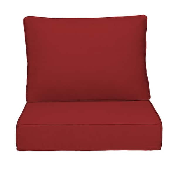 Uixe 20 in. x 23 in. Outdoor Chair Cushions 2-Piece Deep Seat and Clasped Cushion Set for Patio Furniture in Light Red