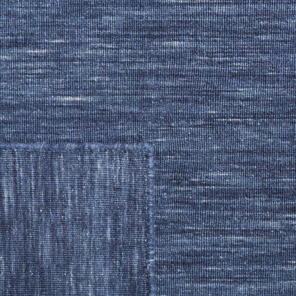 Navy Blue Handmade Wool and Cotton Flatweave Rug, 3' x 5'