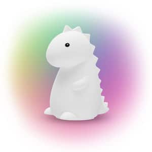 6.60 in. Rechargeable Tommy Dinosaur Multi-Color Changing Integrated LED Silicone Touch Activated Night Light Lamp