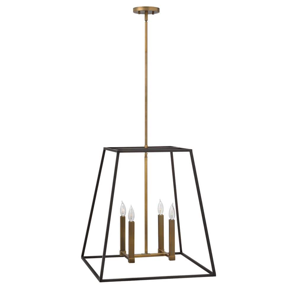 Bronze 4-Light Geometric Pendant with Glass and LED