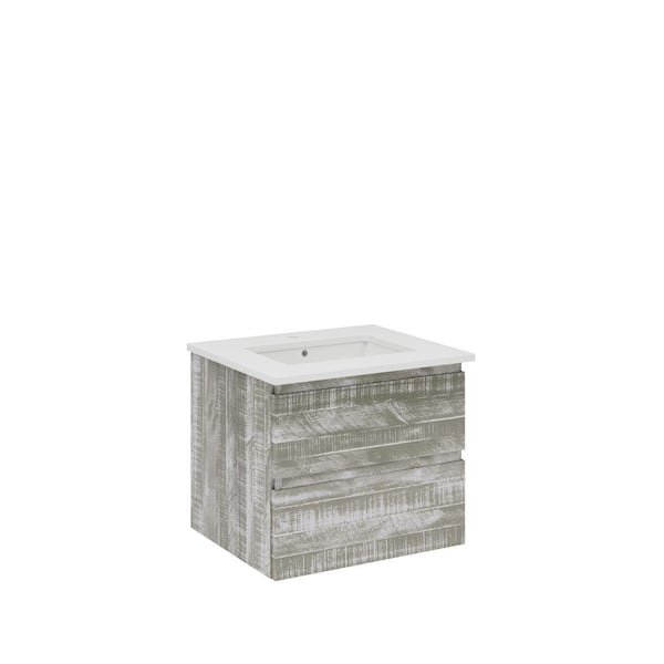 Fresca Formosa 24 in. Single Sink Wall Mount Sage Gray Bath Vanity with White Quartz Top and Undermount Ceramic Sink