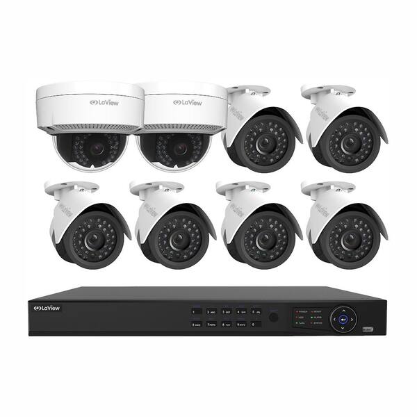 LaView 8-Channel Full HD IP Indoor/Outdoor Surveillance 2TB NVR System (6) 1080P Bullet and (2) Dome Cameras Free Apps
