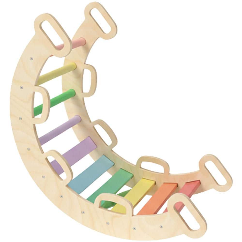 Wooden Ladder Arch for Climbing Toddlers Indoor Gym Learning Playset Playground Kids - Rainbow Color price history on PriceWatchPro
