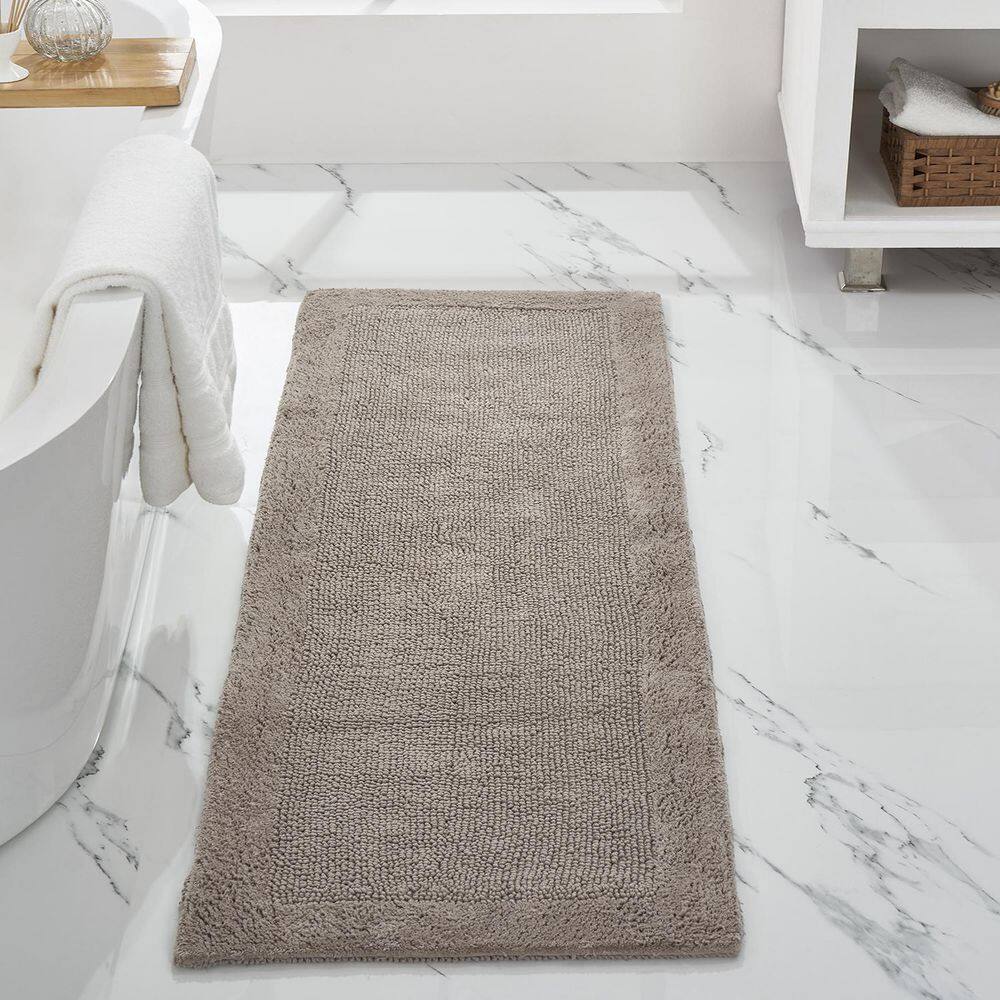 Luxurious Beige Cotton Tufted Reversible Bath Runner Rug