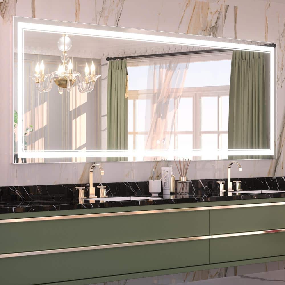 85 in. W x 32 in. H Rectangular Frameless Anti-Fog LED Wall Mount Bathroom Vanity Mirror Dimmable Super Bright price history on PriceWatchPro